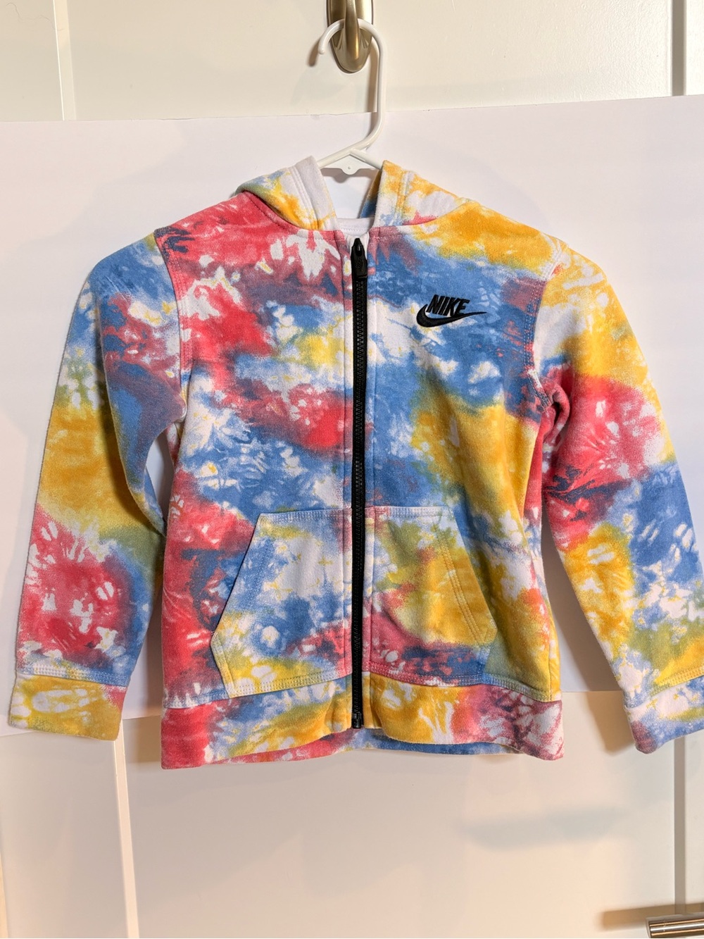 Nike Kids Tie-Dye Zip-Up Hoodie in Blue, Yellow, Red, White
